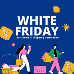 Obraz premium White Friday shopping poster in colorful flat illustration