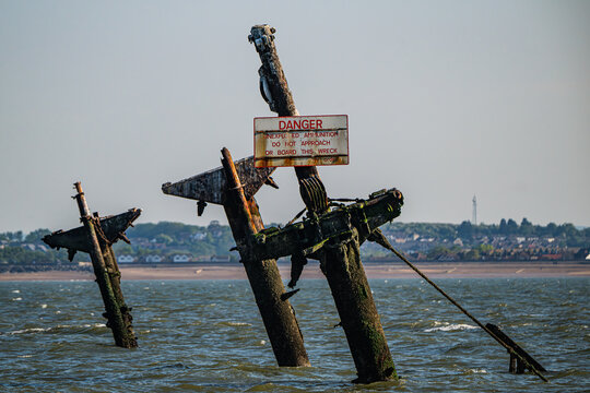 SS Richard Montgomery Masts in the Thames Estuary off the coast of Kent  