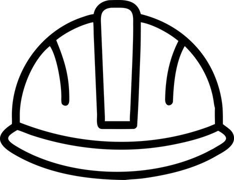 Hard hat outline vector icon symbolizing safety, protection and construction industry.