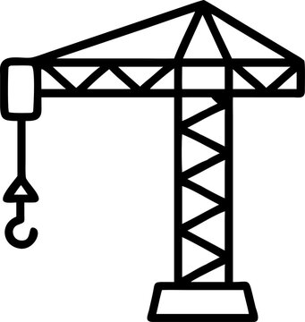 Crane outline vector icon symbolizing heavy lifting and construction industry.