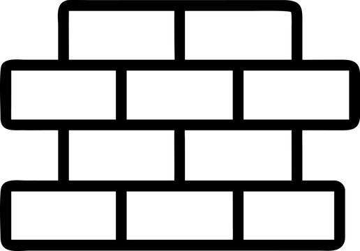 Brick wall outline vector icon symbolizing building, strength and construction structure.