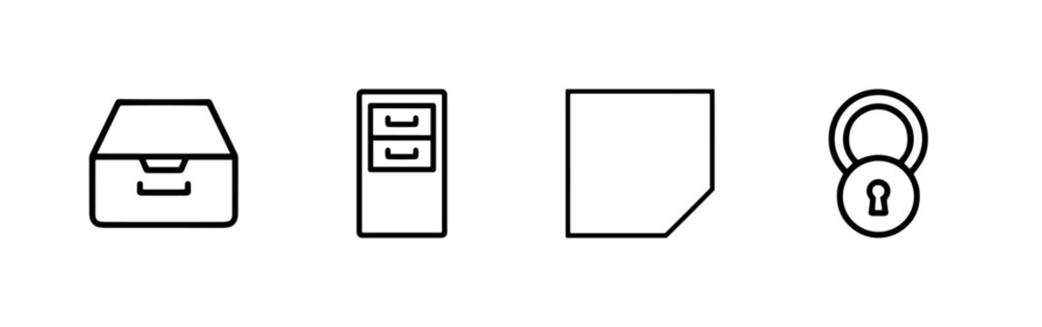 Business data analysis and performance monitoring line icon set