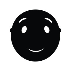 Obraz premium Smiling face icon, black emoticon, vector emoji, white background