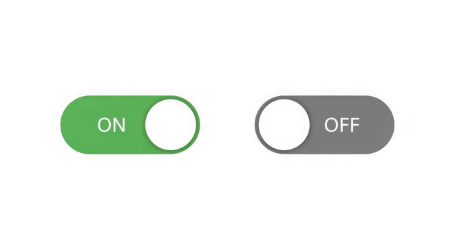 On and off toggle switches isolated on transparent background