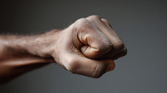Poing serr&eacute; masculin exprimant la d&eacute;termination et la force int&eacute;rieure