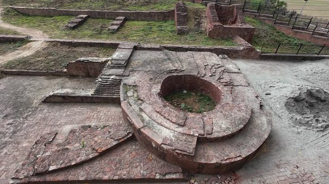 Ancient Brick Ruins and Archaeological Excavation Site of Raja Harsh Ka Tila in Thanesar Kurukshetra India