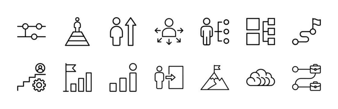 Minimalist career tracking and business professional icon set