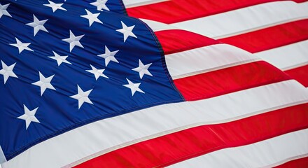 Fototapeta premium Close up of the american flag stars and stripes waving proudly