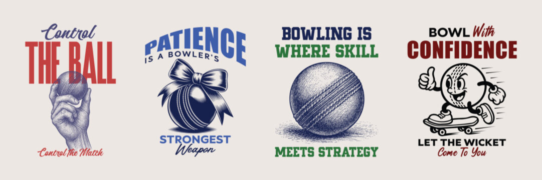 Cricket bowling typography t-shirt design bundle with motivational quotes
