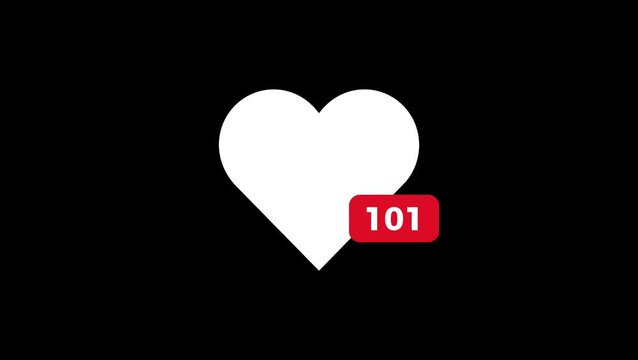 Love icon animation with increasing number count