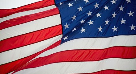 Obraz premium Close up of the american flag stars and stripes waving proudly