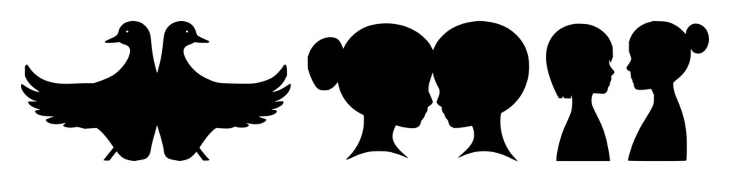 Digital twin silhouette set with solid black icon on white background featuring digital twin, silhouette, iconography with black and white and technology