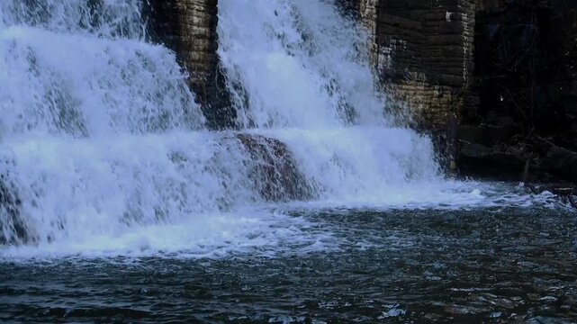 Cascade waterfall on the historic Byrd Creek Dam located at Cumberland Mountain State Park