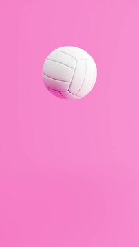 Volleyball Bouncing Seamless Loop on Pink Background with Copy Space, Vertical Portrait Format, 3D Animation