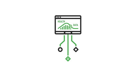 Fototapeta premium Computer screen with green circuit diagram.