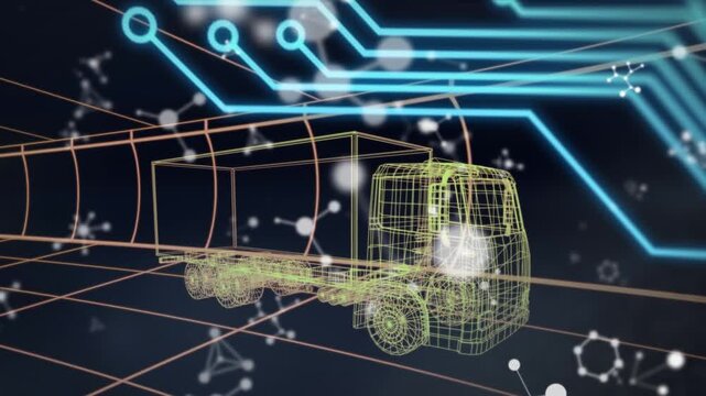 Animation of data processing over digital lorry