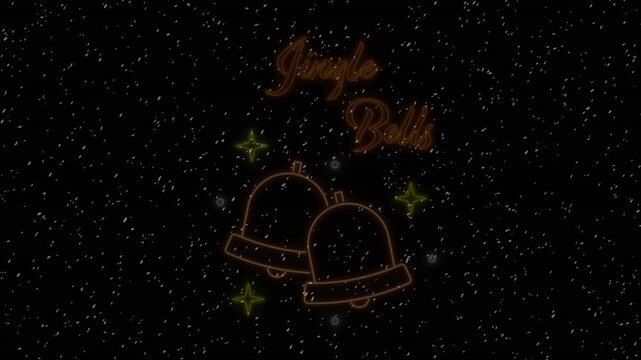 Animation of jingle bells text over snow falling