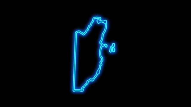 Belize Country Map Neon Lights, Abstract Belize Neon Lights Map Opener Suitable for Politics, Elections, Travel, News and Sports Events and Presentations