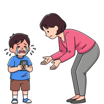 A boy cries with his teacher