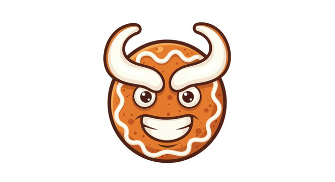 Devil Gingerbread Cookie Character with Horns and Grinning Face