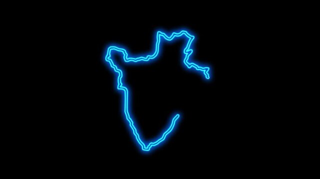 Burundi Country Map Neon Lights, Abstract Burundi Neon Lights Map Opener Suitable for Politics, Elections, Travel, News and Sports Events and Presentations