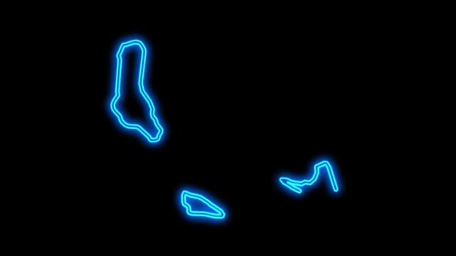 Comoros Country Map Neon Lights, Abstract Comoros Neon Lights Map Opener Suitable for Politics, Elections, Travel, News and Sports Events and Presentations