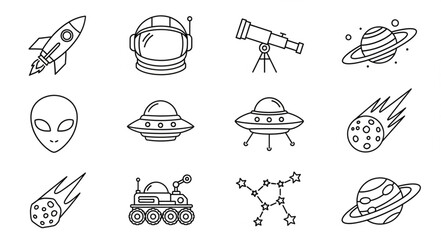 Space icons and symbols. © Ali