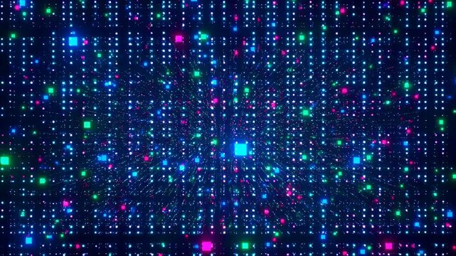 Colorful Digital Pattern Display. Lively Pixel Arrangement Showcasing Animated Visual Effects And Styles