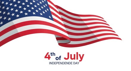Fototapeta premium Waving american flag with 4th of july text overlay