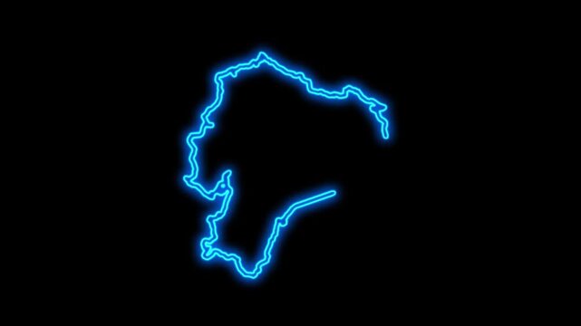 Ecuador Country Map Neon Lights, Abstract Ecuador Neon Lights Map Opener Suitable for Politics, Elections, Travel, News and Sports Events and Presentations
