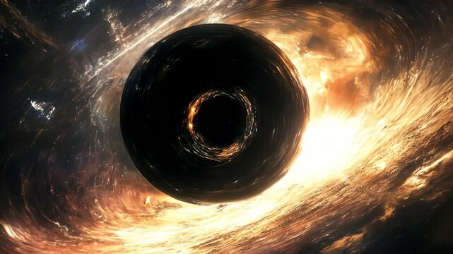 Cosmic black hole in nebulous space with vibrant light effects