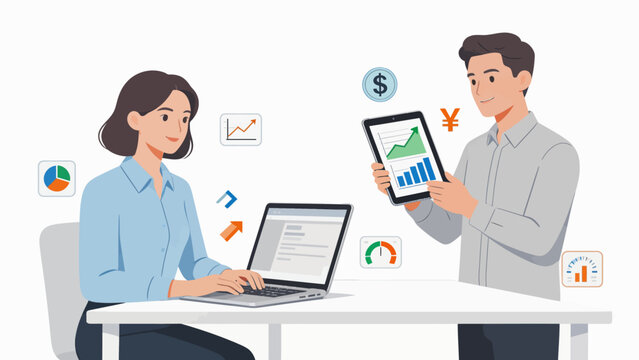 Business meeting with data analysis