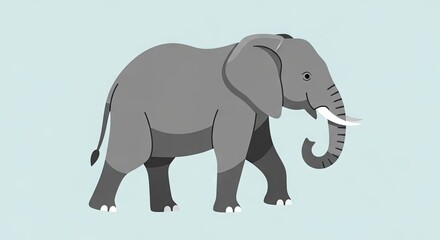Fototapeta premium Cartoon elephant illustration on a solid background vector graphic artwork