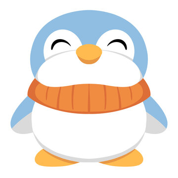 Flat Design Baby Penguin Mascot for Winter Season