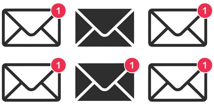 Email icon set email sign and symbol envelope icon, mail message communication inbox notification concept, electronic messaging system contact and business correspondence vector