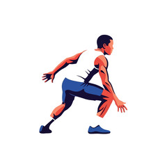 Obraz premium Athlete in starting stance, dynamic pose, illustration