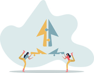 Fototapeta premium Joint venture business partnership agree to share resource and work together to achieve same goal, merge or acquisition, cooperation concept.person's life situation and his activities.