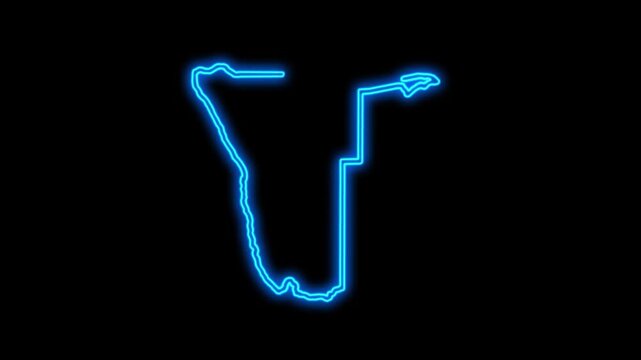 Namibia Country Map Neon Lights, Abstract Namibia Neon Lights Map Opener Suitable for Politics, Elections, Travel, News and Sports Events and Presentations