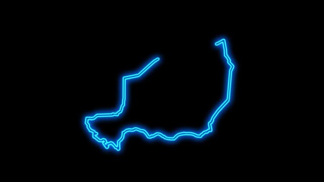 Niger Country Map Neon Lights, Abstract Niger Neon Lights Map Opener Suitable for Politics, Elections, Travel, News and Sports Events and Presentations