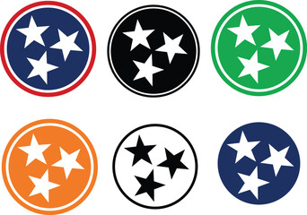 Tennessee tri star icon. Tennessee Tri-Star variation sign. flat style. © theerakit