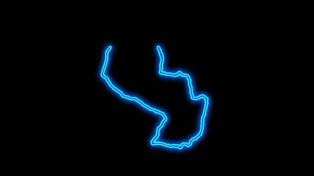 Paraguay Country Map Neon Lights, Abstract Paraguay Neon Lights Map Opener Suitable for Politics, Elections, Travel, News and Sports Events and Presentations
