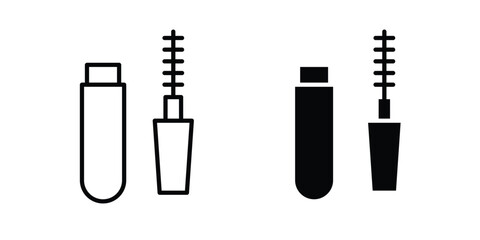 Obraz premium Mascara brush icon. Flat and outline icons. Black icons