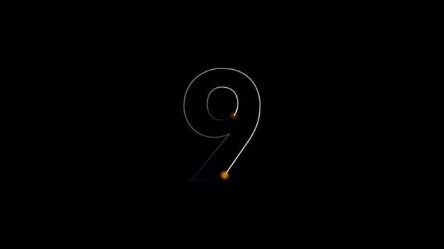 Glowing Neon Number 8 Path Animation on Transparent Background ,Digital Light trace number 8 reveal ,Number animation of digit in 4k with Alpha Channel.