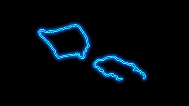 Samoa Country Map Neon Lights, Abstract Samoa Neon Lights Map Opener Suitable for Politics, Elections, Travel, News and Sports Events and Presentations