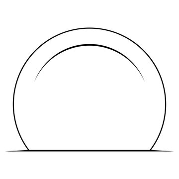 Minimalist semi circle with base line. Vector on white background