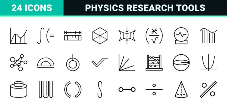 Minimalist mathematics and science outline icons for education and research