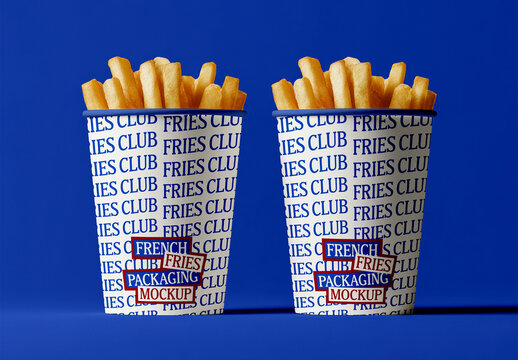 Two French Fries Cups Side by Side Mockup