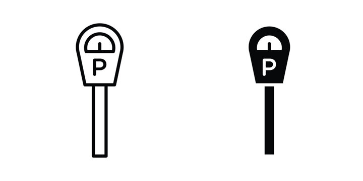 Parking meter icon. Flat and outline icons. Black icons