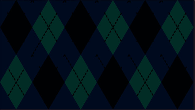 PrintNavy Black Teal Argyle Harlequin Diamond Seamless Pattern