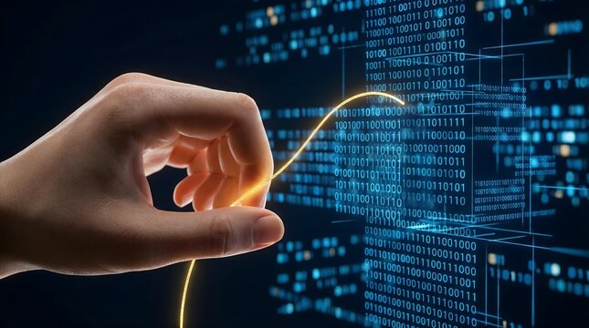 Cyber security and data matrix integration technology concept